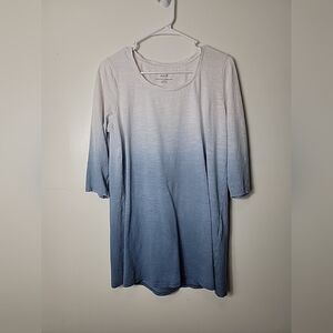 Pure Jill Women's White Blue Ombre Ballet Sleeve Tunic Top, S